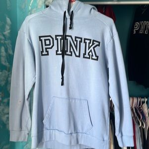 light blue PINK hoodie.